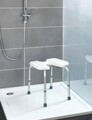 Scaunel pentru baie, Wenko, Secura, 46 x 53.5 x 36-46 cm, aluminiu/plastic, alb/gri