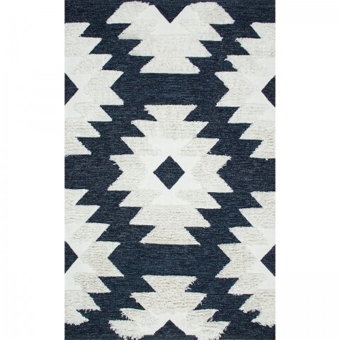 Covor rezistent Eko, AFR 01 – Navy, White, 100% bumbac, 160 x 230 cm Eko