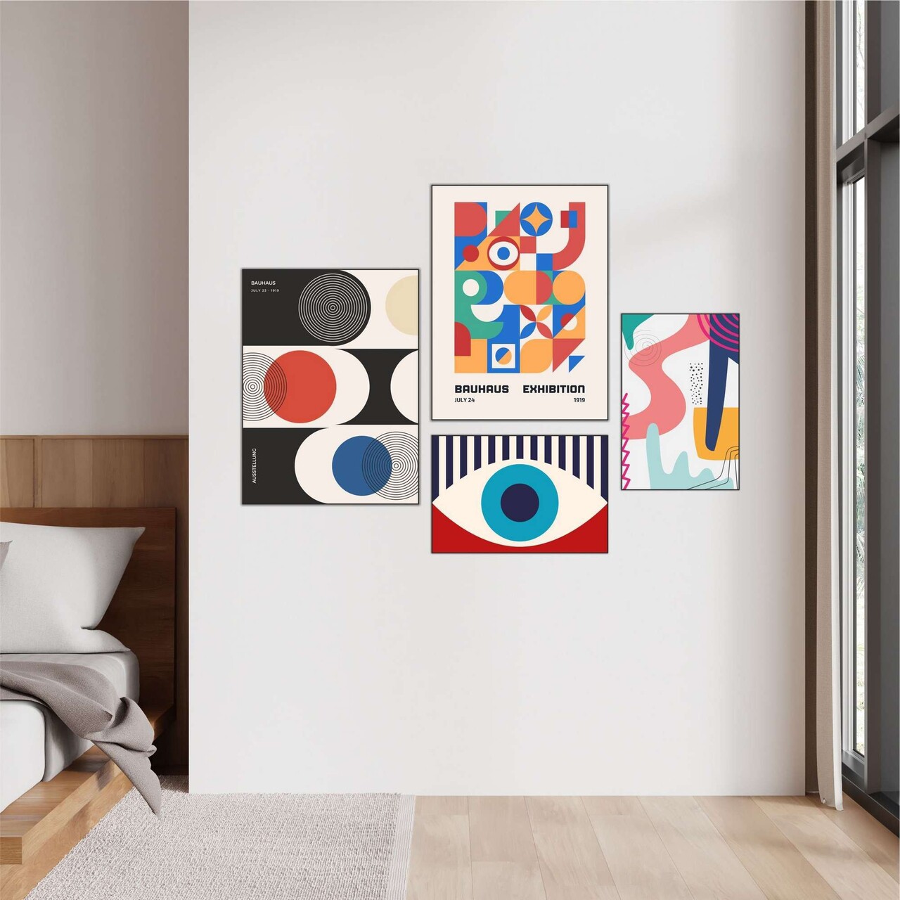 Set 4 tablouri decorative Mdf Imprimare digitala Multicolor