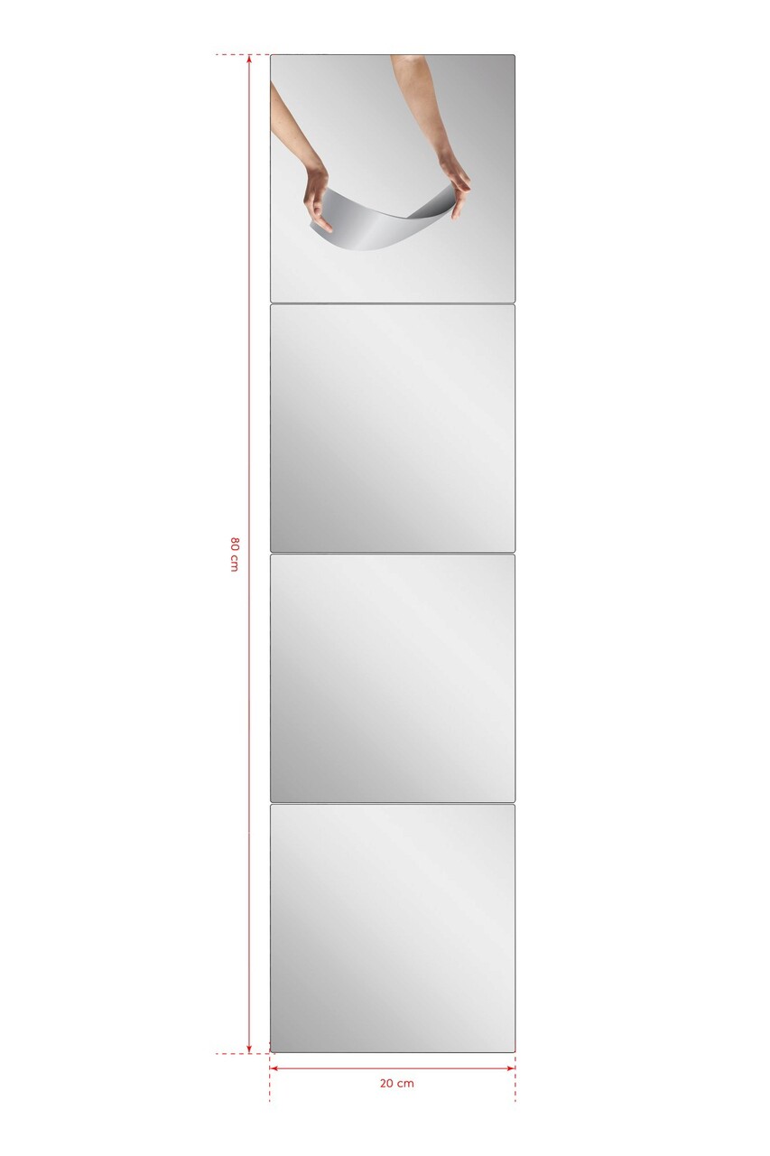 Oglinda decorativa, Mirrorland, Rectangular 2, Oglindă indestructibilă cu obturator, Argintiu