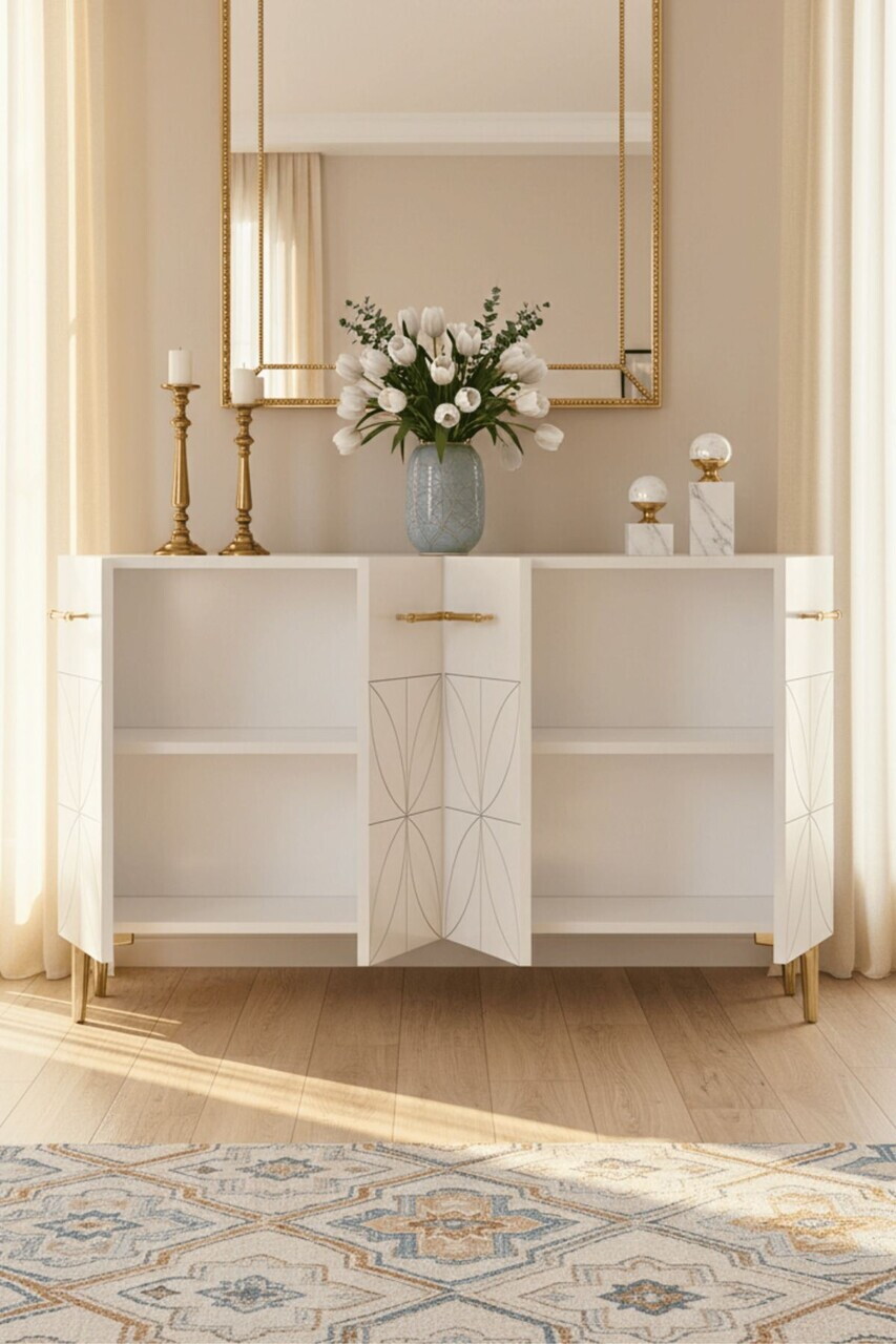 Consola, Hanah Home, Eliz 120, 120x75x32 cm, Alb — imaginea 3