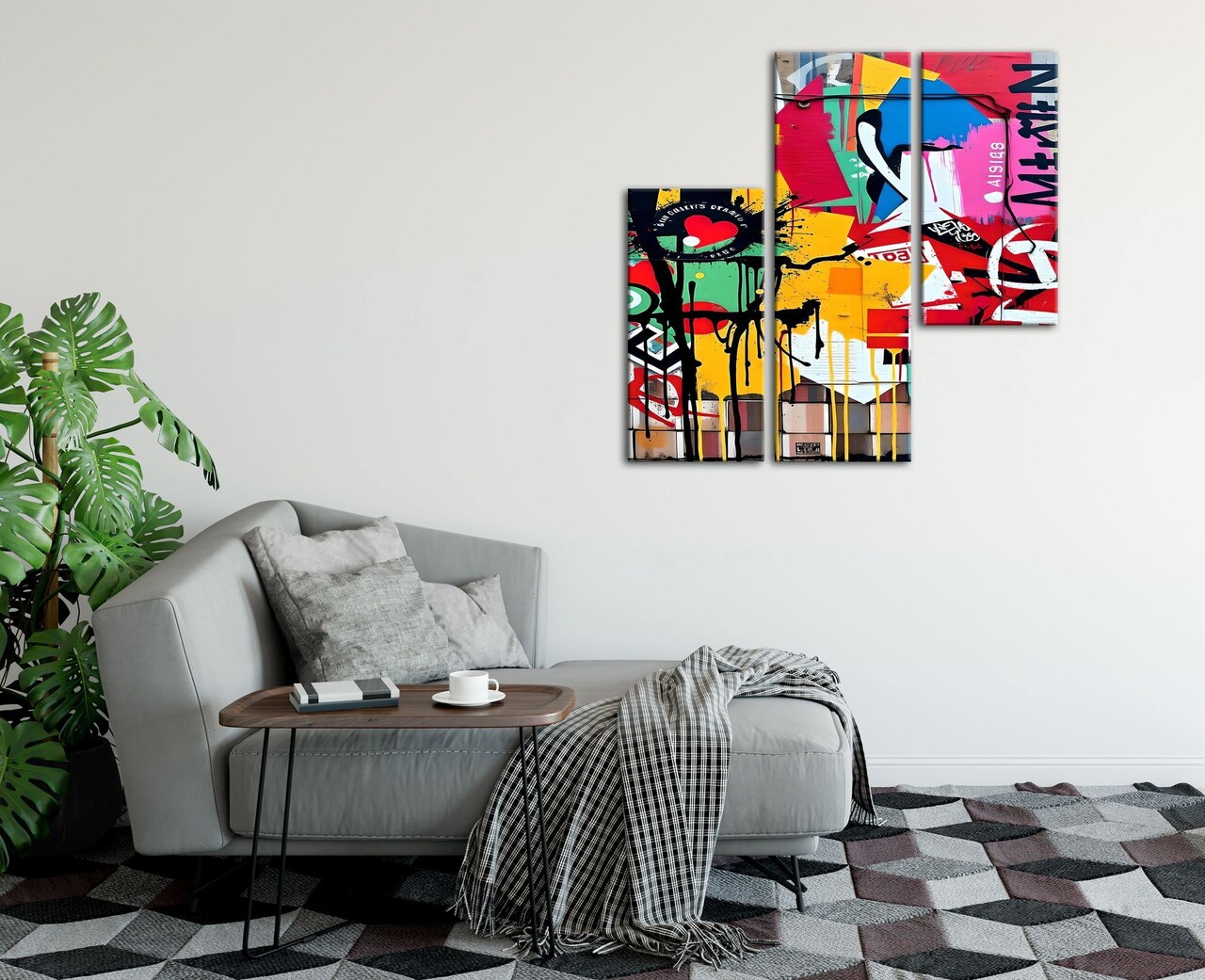 Set 3 tablouri decorative, MXA01, Cadru: 100% LEMN (Grosime: 2 cm), Multicolor - view 3