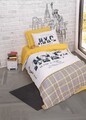 Lenjerie de pat pentru o persoana Young, Worldwide - Mustard v2, Cotton Box, Bumbac Ranforce
