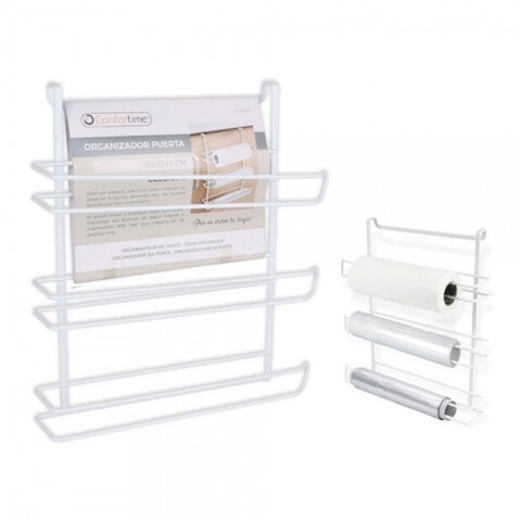 Suport pentru role de hartie/folie aluminiu/folie plastic confortime, 38x35x9 cm, metal, alb