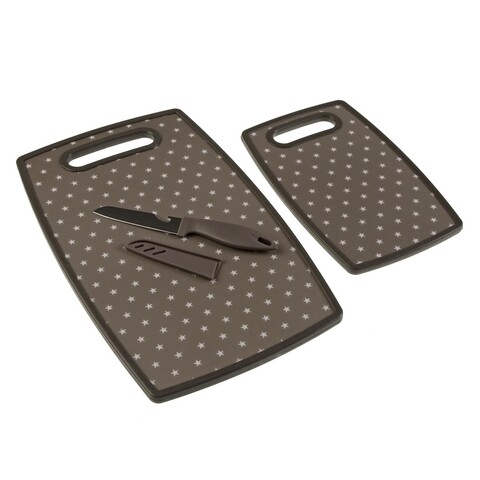 Set 2 tocatoare si 1 cutit cu teaca Grey Star, Versa, 23 x 27 cm / 19 x 30 cm, polipropilena