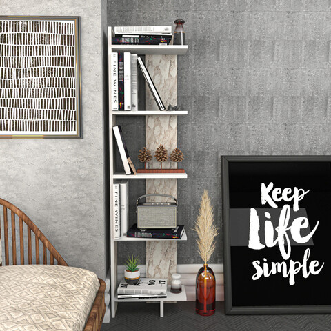 Corp biblioteca, retricy, alis, 45.2x21.6x180 cm, pal, alb