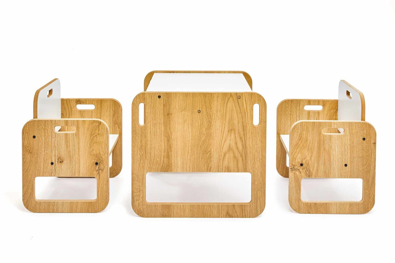 Set masa si scaun pentru copii, Hanah Home, Sparrow 2, Alb / Natural - imagine 2