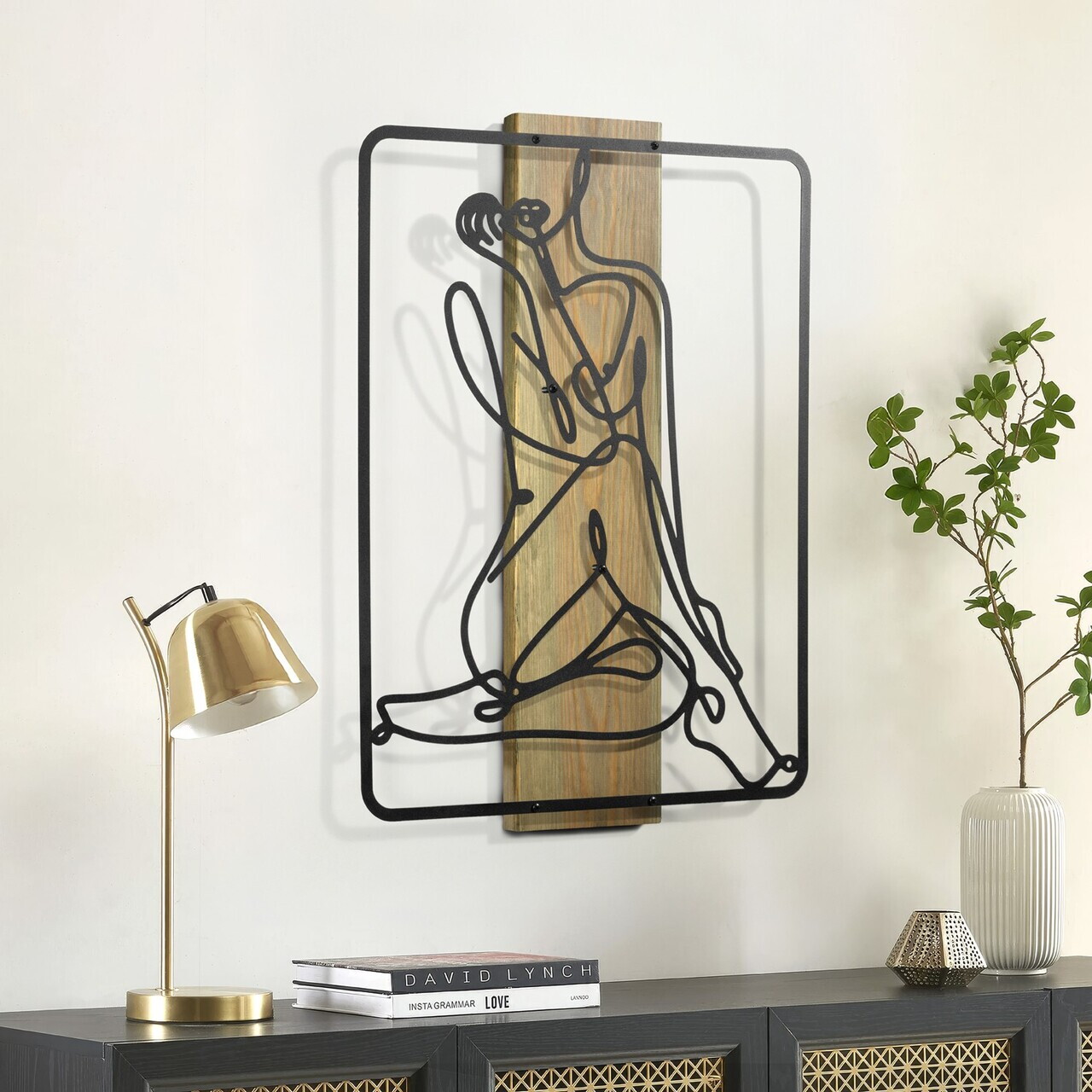 Decoratiune de perete, Muse, Cadru: Lemn (Grosime: 2 cm), Verde/Negru — imaginea 5