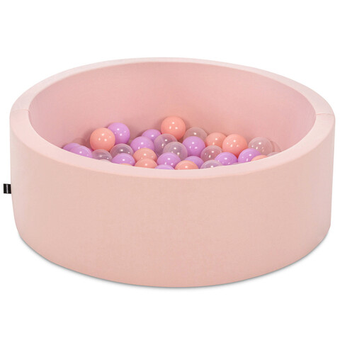 Piscina cu bile, bubble pops v4, 150 bile, Ø85 x 30 cm, bumbac/plastic, roz