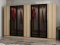 Dulap pentru haine, Minerva, Kale Plus, 315x210x52 cm, PAL, Fume / Stejar