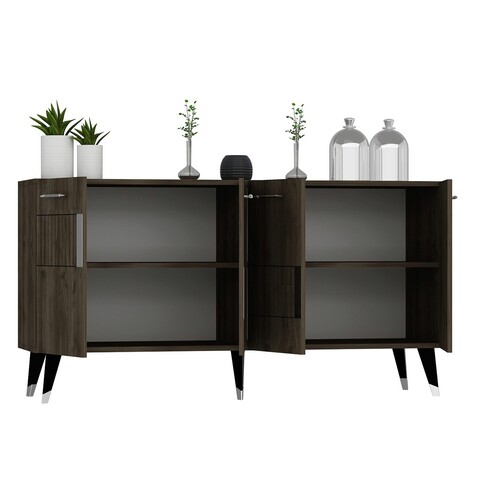 Consola, Olivia, Moda, 150x79x40 cm, PAL , Nuc / Argint