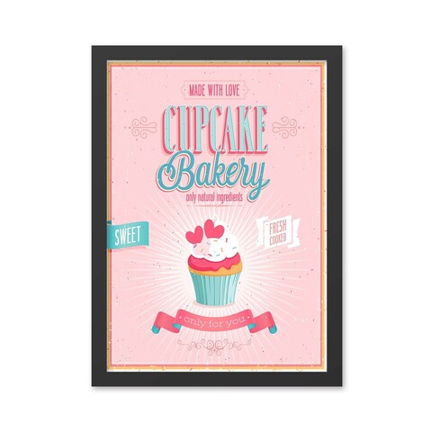 Tablou decorativ, Cupcake Bakery (40 x 55), MDF , Polistiren, Multicolor