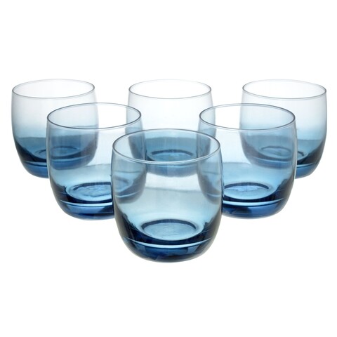 Set 6 pahare pentru whisky, Glasmark, Ombre, 260 ml, sticla, albastru
