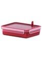 Caserola dreptunghiulara cu capac, Tefal, Clip&Micro, 1.2 L, plastic, rosu