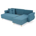 Coltar extensibil cu lada si sezlong interschimbabil, Lecce, L.230 l.76/140 H.90, stofa, albastru
