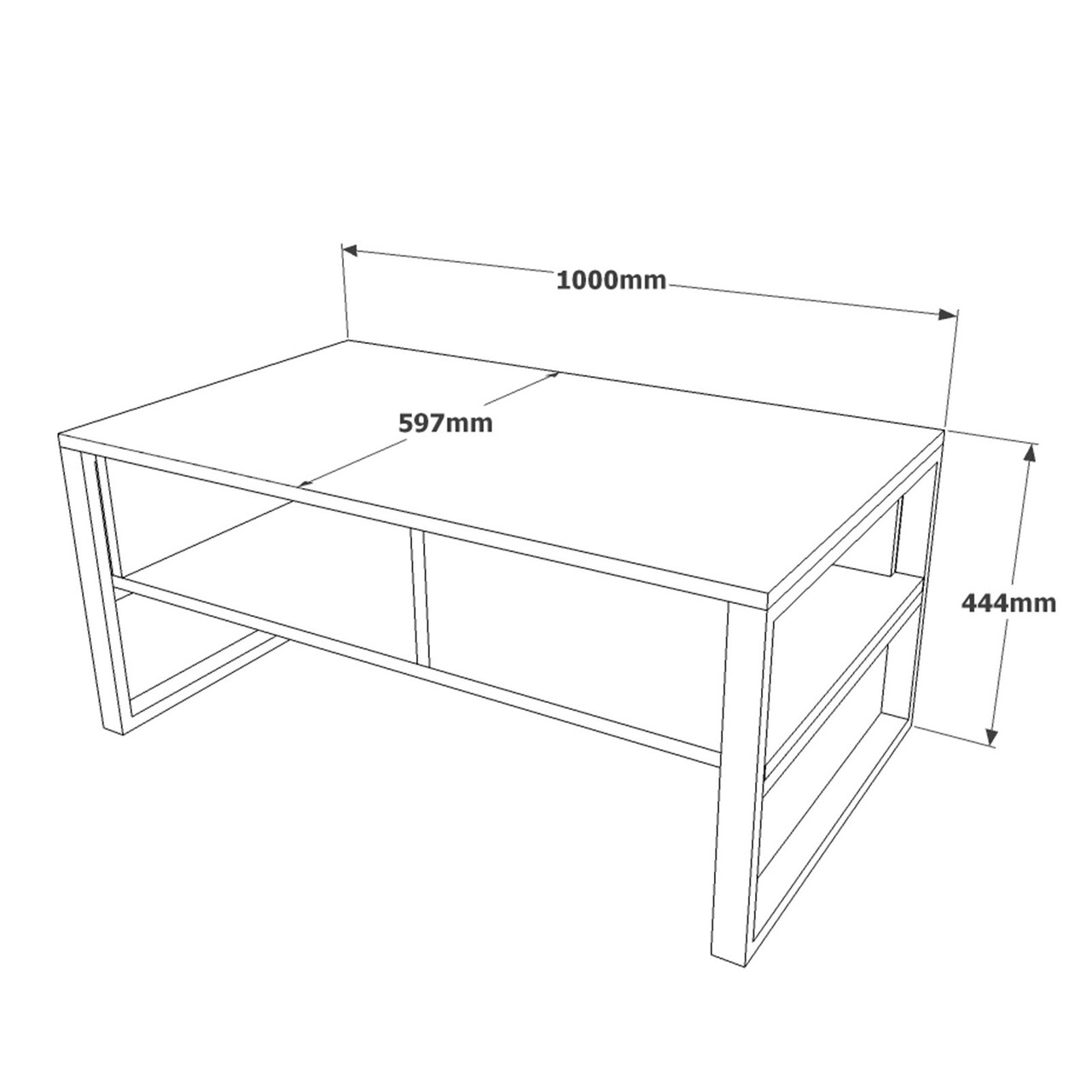 Masuta de cafea, Locelso, ML34-A, 100x44.4x59.7 cm, Maro