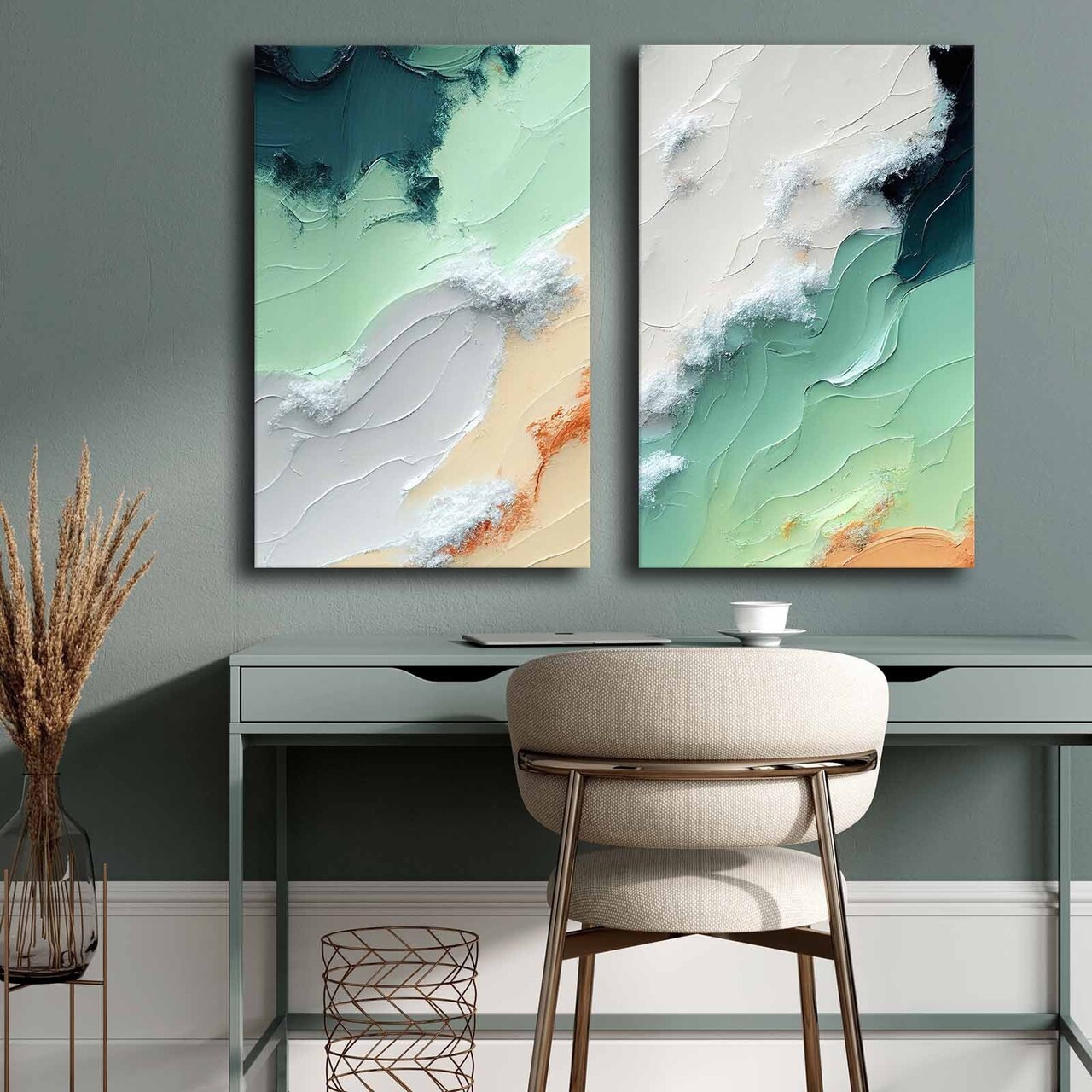 Set 2 tablouri decorative 2P4570GSC-017 Lemn Multicolor