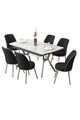 Set masa extensibila si scaune (7 piese), Hanah Home, Poy, Gri / Crom / Negru