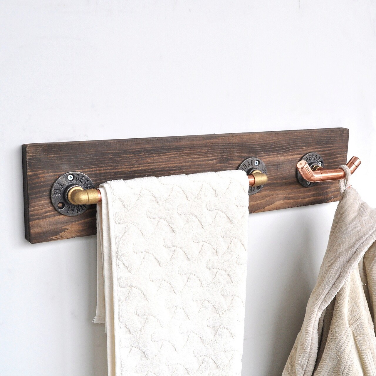 Raft de perete, Evila Originals, COP012, 60x14x8 cm, Aur roz / Nuc - 2 | YEO