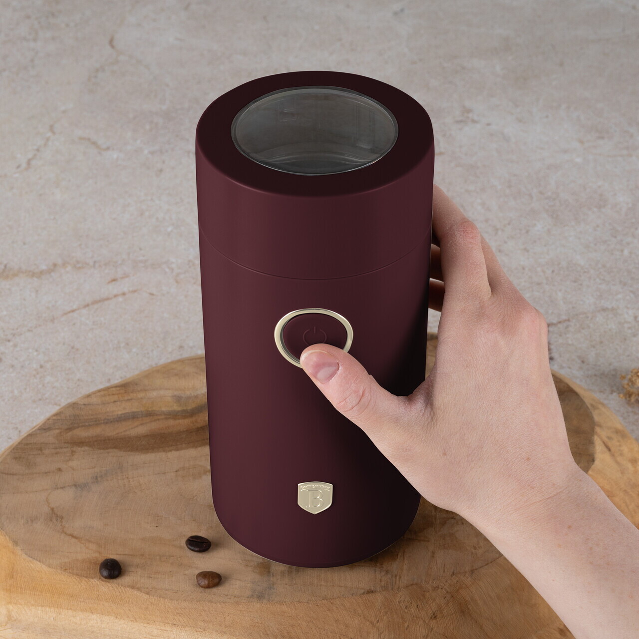 Rasnita electrica de cafea Berlinger Haus, Leonardo, 150W, inox, visiniu mat - view 3