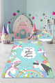 Covor, Cute Unicorn, 100x200 cm, Catifea, Multicolor