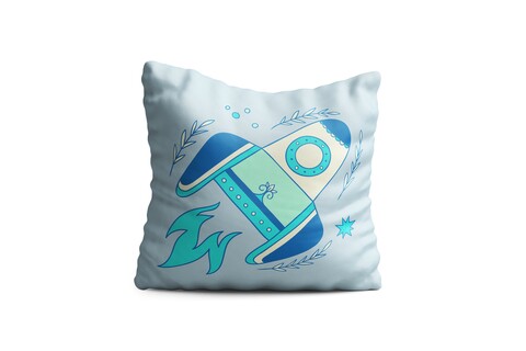 Perna decorativa spaceship, oyo kids, 43x43 cm, poliester, multicolor