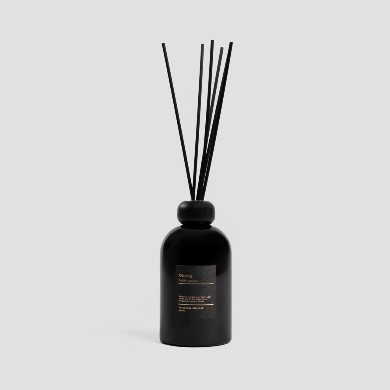 Difuzor de parfum cu betisoare Aura, Homla, 500 ml, sticla, negru - imagine 3