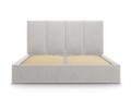 Pat tapitat cu somiera rabatabila si lada depozitare, Juniper, Mazzini Sofas, 208x170x104 cm, catifea, gri deschis