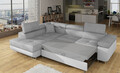 Coltar extensibil stanga 4 locuri, ELTAP, Anton, 272x203x85 cm, lemn/poliester, gri deschis/alb