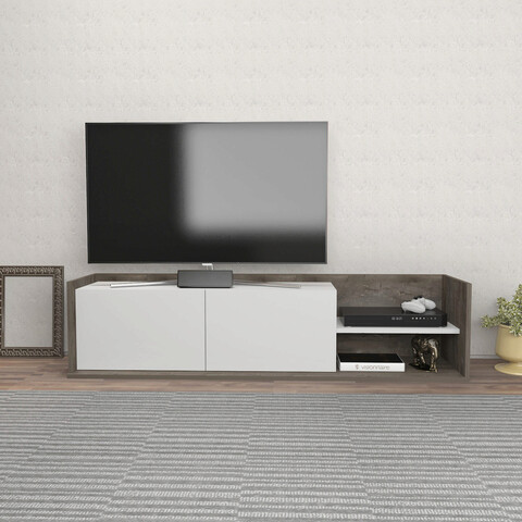Comoda tv, retricy, krog, 160x35x36.8 cm, pal, wenge/alb