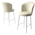 Set scaun de bar (2 bucăți), Charlotte, Fora, Metal, Crem/Alb