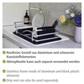 Scurgator de vase cu suport pentru tacamuri Drip, Wenko, 46x31x13 cm, aluminiu/polipropilena, argintiu mat/negru