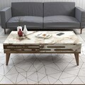 Set mobilier living, Hommy Craft, Valensiya, PAL, Nuc / Alb / Marmură
