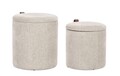 Set 2 taburete cu spatiu de depozitare Katia, Bizzotto, 34.5x36 cm/39x44 cm, MDF/poliester, gri deschis