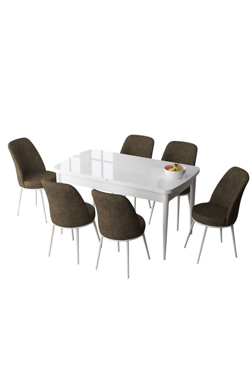 Set masa extensibila si scaune, Hanah Home, Zen, Alb/Maro - view 2