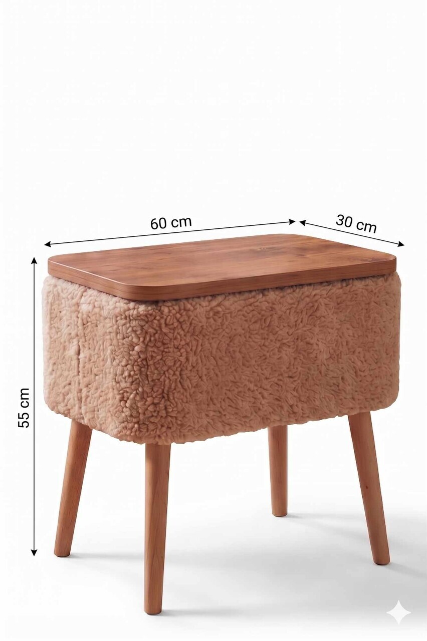 Masuta, Hanah Home, Pkpuf02S, 60x65x30 cm, PAL, Bej — imaginea 6