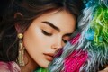 Tablou decorativ Moira -B, Mauro Ferretti, 52x102 cm, lemn de pin/canvas pictat si lacuit, multicolor