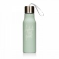 Sticla de apa We live like this, NPW, 7x24.3 cm, 700 ml, silicon/aluminiu/nailon, verde pastel