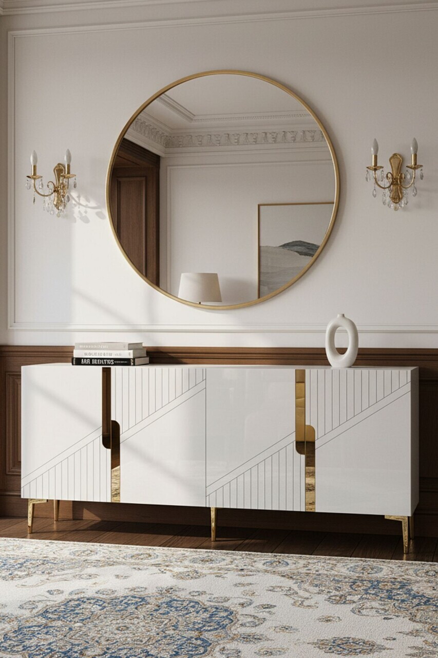 Consola, Hanah Home, Evva 150, 125x75x32 cm, Alb/Auriu — imaginea 2