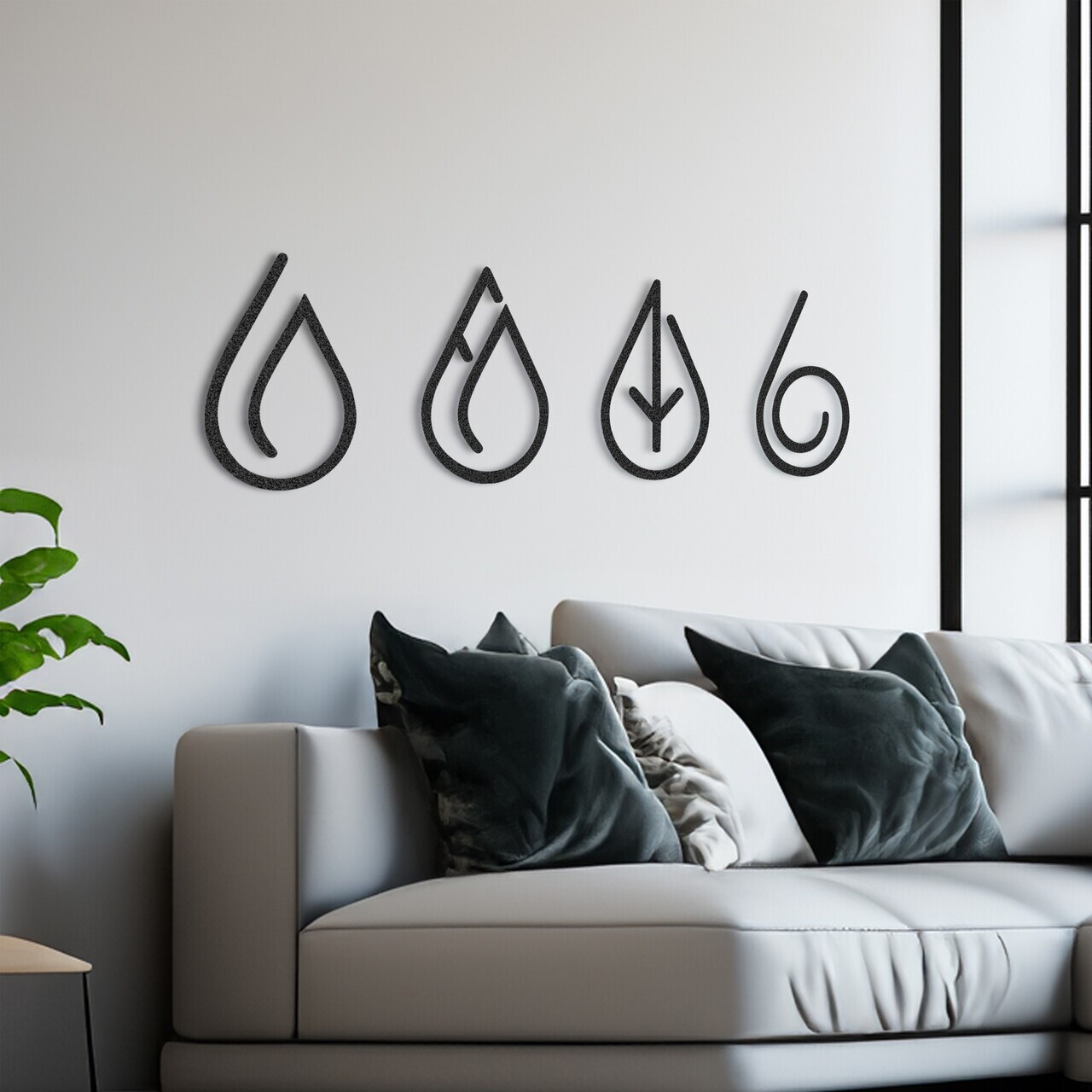 Set de accesorii decorative de perete din metal, RT-FELMNT-014, Dimensiune: 39 x 25 cm (4 bucăți), Negru — imaginea 3