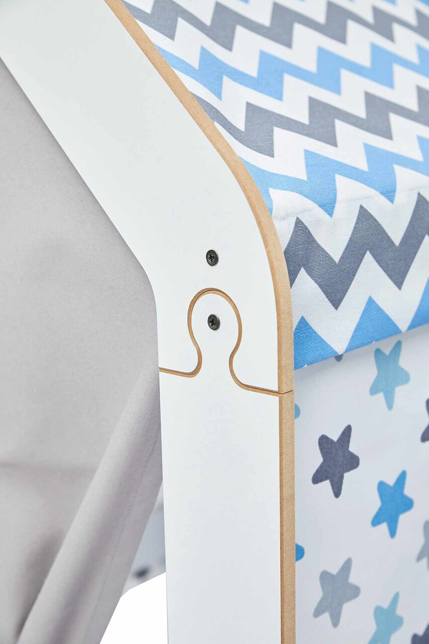 Cort de joaca pentru copii, Hanah Home, Wooden Tent, 95x114x90 cm, Alb/Albastru - imagine 3