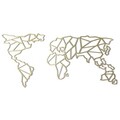 Decoratiune de perete, World Map XL, Metal, Dimensiune: 85 x 170 cm, Auriu