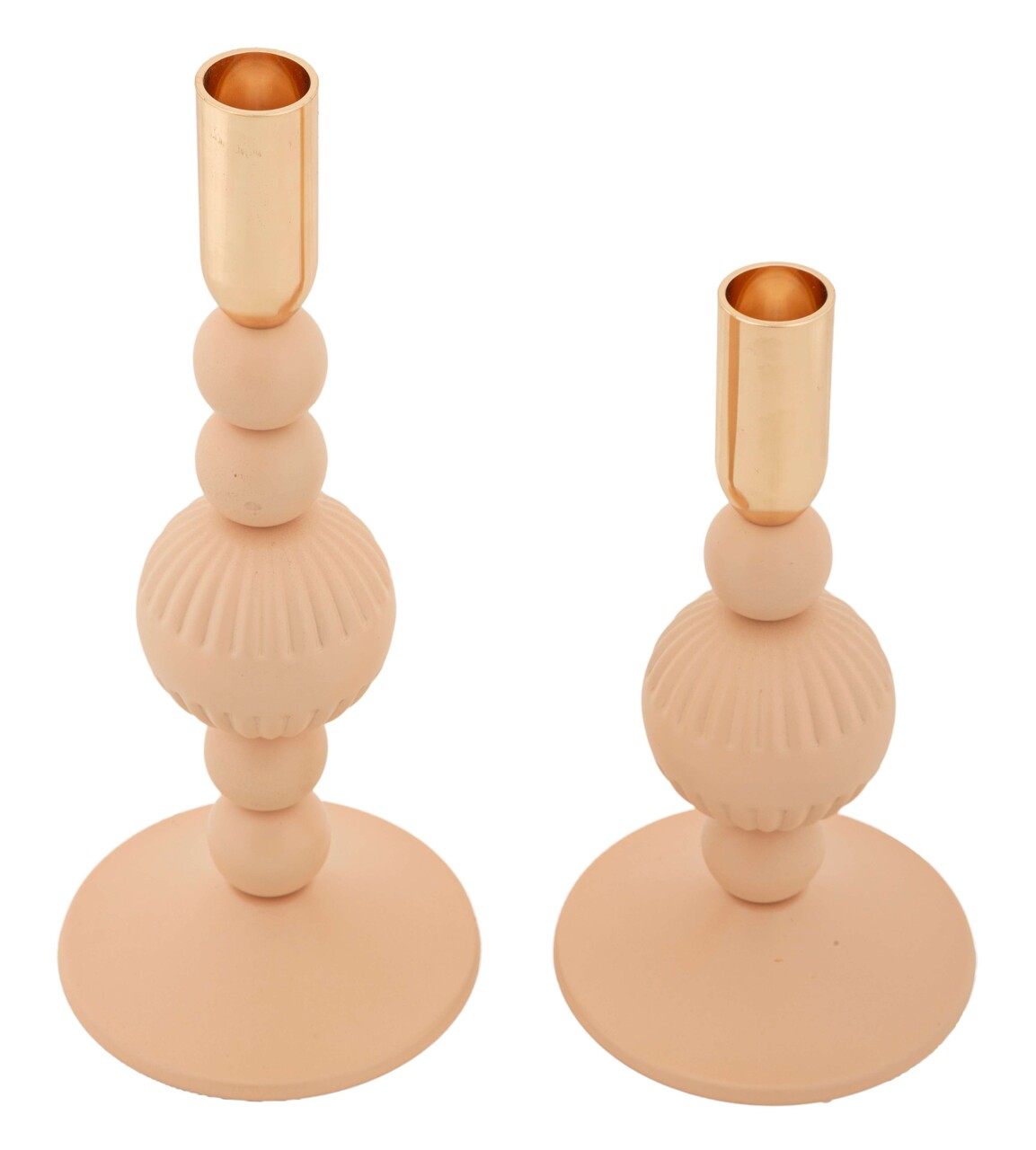 Set 2 suporturi de lumanare Aster, Mauro Ferretti, 10x20 cm, 10x25.5 cm, fier, roz/auriu