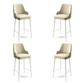Set scaune  de bar 4 piese, Charlotte, Enox, Metal, Crem/Alb