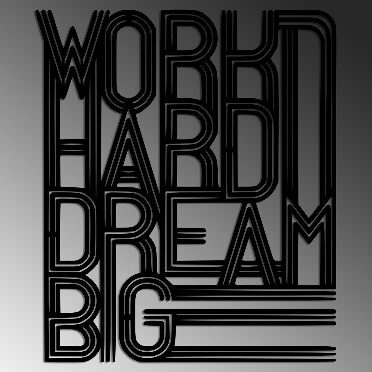 Decoratiune de perete, Work Hard Dream Big 2, Dimensiuni: 46 x 55 cm , Negru — imaginea 4