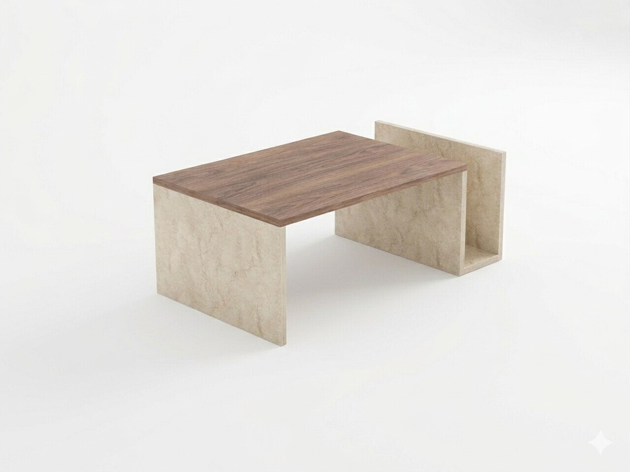 Masuta de cafea, Hanah Home, Memo, 86.8x32.4x50 cm, Travertin / Nuc Venezia — imaginea 4