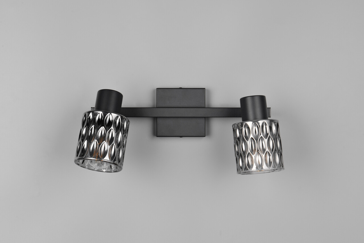 Plafoniera Jack , RL, 37x16x21 cm, 10W, 2x E27, metal, negru/gri