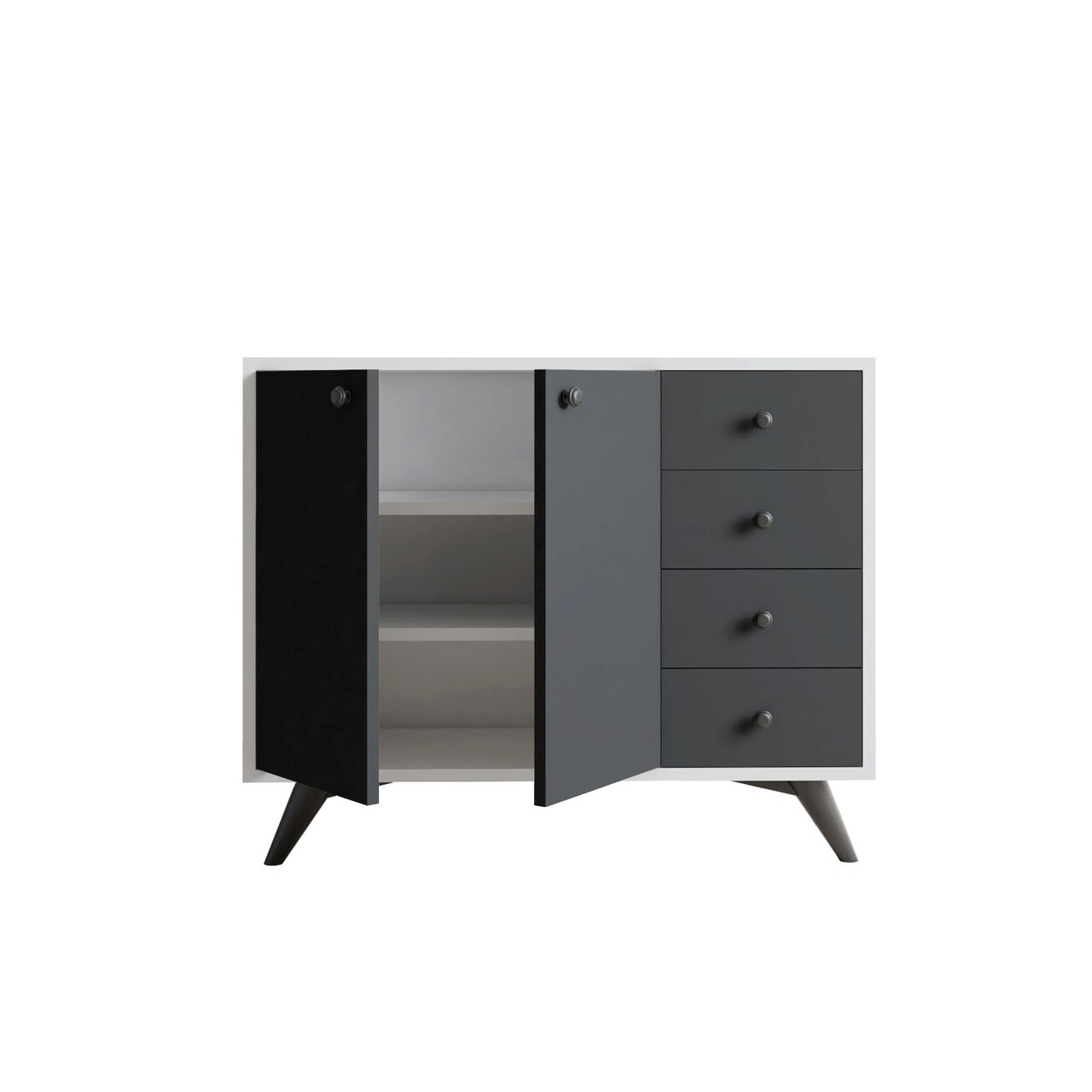 Dulap multifunctional, Mod Design, Waga, 100x82x35 cm, Alb / Antracit