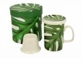 Cana cu infuzor Mostera, Duo, 320 ml, portelan, verde