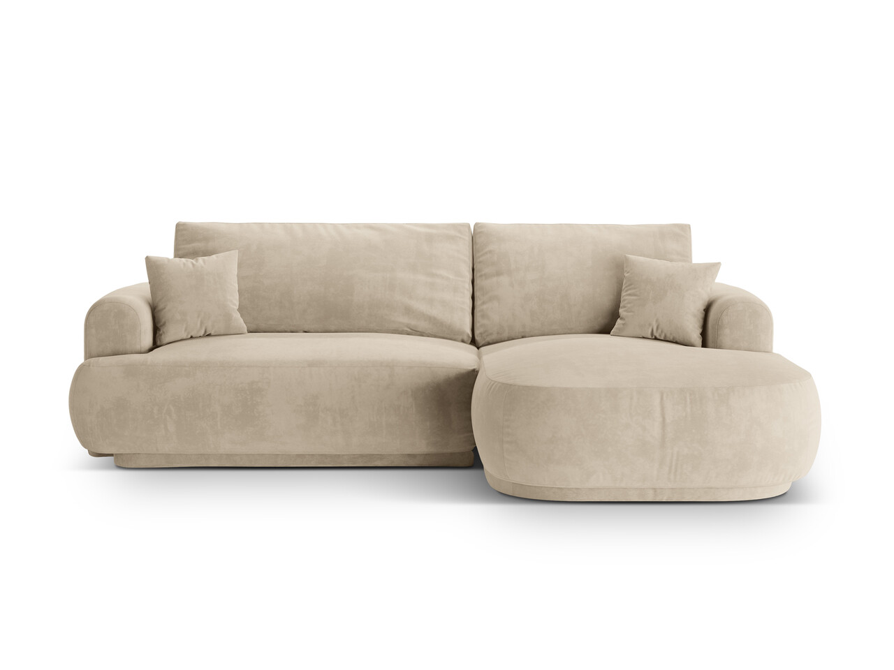 Coltar extensibil dreapta 5 locuri, modular, cu lada depozitare, Ella, Micadoni Home, 271x174x94 cm, catifea, bej deschis